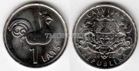 монета Латвия 1 лат 2005 год петух