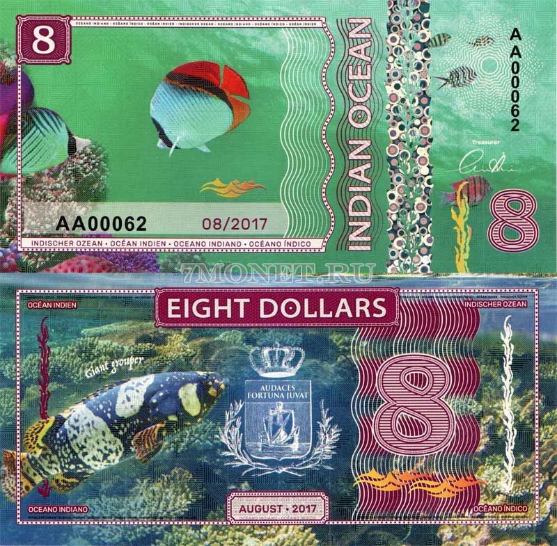 бона Индийский океан 8 долларов 2017 год Гигантский групер