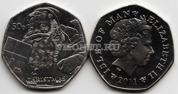 монета Остров Мэн 50 пенсов 2011 год Рождество