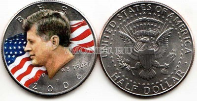монета США 1/2 доллара 2007 год Кеннеди эмаль