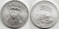 монета США 1 доллар 2009 год 200 лет со дня рождения Луи Брайля UNC