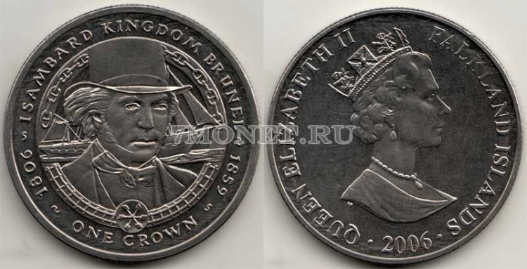 монета Фолклендские острова 1 крона 2006 год Изамбард Кингдом Брюнель