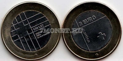 монета Словения 3 ЕВРО 2016 год 150 лет Красному Кресту в Словении