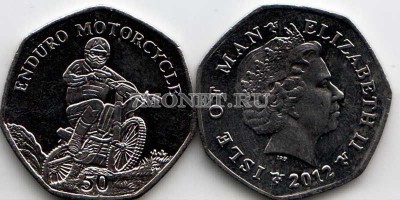 монета Остров Мэн 50 пенсов 2012 год Мотоспорт Эндуро