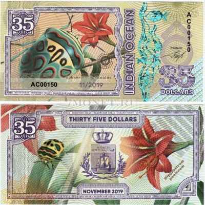 бона Индийский океан 35 долларов 2019 год Щитник-черепашка (Sphaerocoris annu...