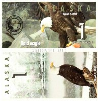 сувенирная банкнота Аляска 1 северный доллар 2016 год Выпуск 2-й