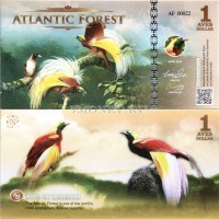 бона Атлантический лес (Южной Америки) 1 доллар 2016 год Райская птица