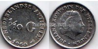 монета Нидерландские Антиллы 1/10 гульдена 1960 год королева Юлиана