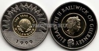 монета Гернси 5 фунтов 1999 год миллениум биметалл