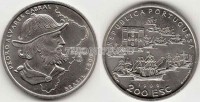 монета Португалия  200 эскудо 1999 год Великие географические открытия Бразилия Педро Альварес Кабрал