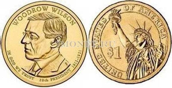 США 1 доллар 2013D год  Вудро Вильсон 28-й президент США