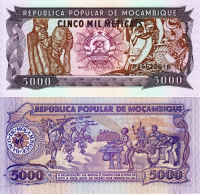 бона Мозамбик 5000 метикал 1989 год
