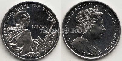 монета Фолклендские острова 1 крона 2015 год 275-летие песни «Правь, Британия!»