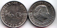 монета Нидерландские Антиллы 1/10 гульдена 1963 год королева Юлиана