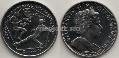 монета Остров Мэн 1 крона 2008 год Чемпионат Европы по футболу 2008 года 