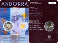 монета Андорра 2 евро 2015 год 25-летие подписания таможенного соглашения с ЕС, в блистере
