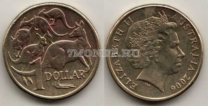 монета Австралия 1 доллар 2006 год Кенгуру