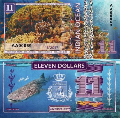 бона Индийский океан 11 долларов 2017 год Китовая акула