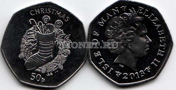 монета Остров Мэн 50 пенсов 2013 год Рождество