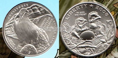 монета США 1/2 доллара 2008 год Орлята в гнезде UNC, в буклете