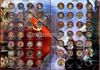 полный набор из 59-ми монет 10 рублей 2010-2019 годов серий «Города воинской славы» и знаменательные события цветные, неофициальный выпуск, в альбоме