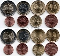 ЕВРО набор из 8-ми монет 2015 года Литва