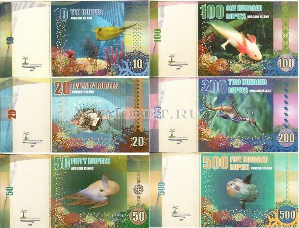 Набор из 6-ти бон Остров Авокаре 2016 год