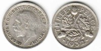 монета Великобритания 3 пенса 1932 год Георг V
