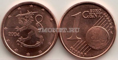 монета Финляндия 1 евроцент 2004 год