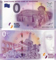 0 евро 2015 год сувенирная банкнота. Церковь и часовня со статуей Мадонны в Вассивьер