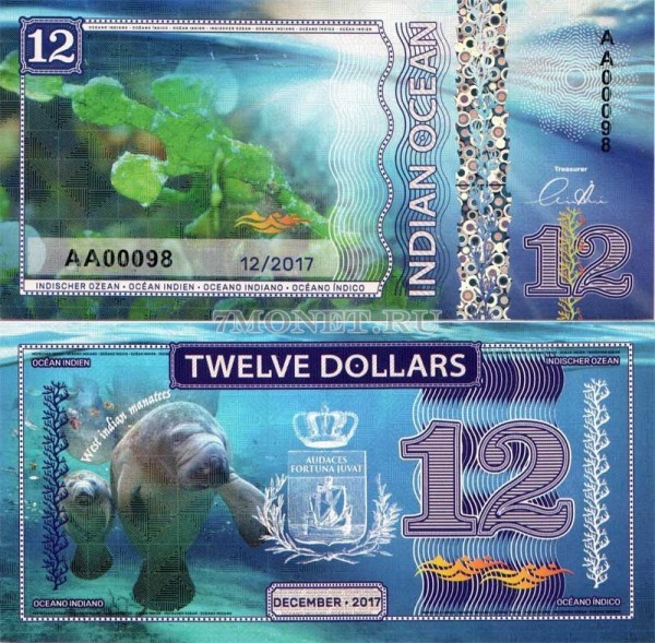 бона Индийский океан 12 долларов 2017 год Западно-индийские ламантины