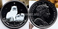 монета Остров Мэн 1 крона 2005 года Гималайская кошка с котятами, эмаль, в блистере