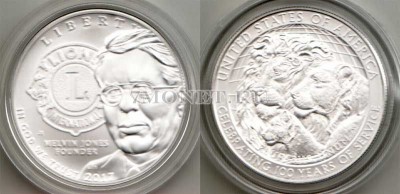 монета США 1 доллар 2017 год. Международный клуб Львов (Lions Clubs Internati...