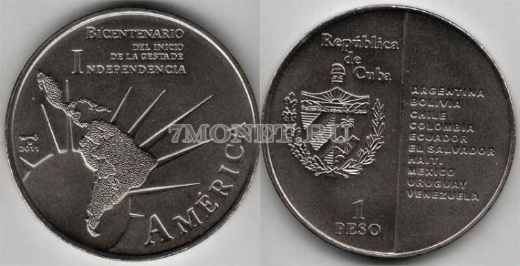 монета Куба 1 песо 2011 год