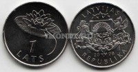монета Латвия 1 лат 2008 год лилия