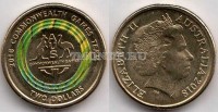 монета Австралия 2 доллара 2018 год XXI Игры содружества - Герб Австралии: Кенгуру и Страус
