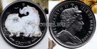 монета Остров Мэн 1 крона 2009 года кошка Шиншилла с котенком, эмаль, в блистере