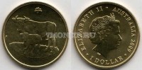 монета Австралия 1 доллар 2009 год Бык
