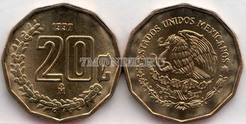монета Мексика 20 сентаво 1987 год