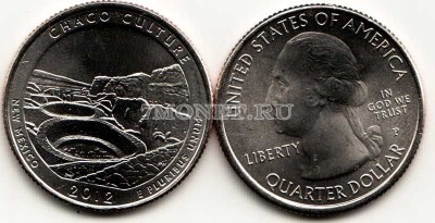 США 25 центов 2012Р год Нью-Мехико национальный исторический парк Чако, 12-й