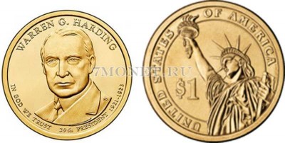 США 1 доллар 2014Р год  Уоррен Гардинг 29-й президент США