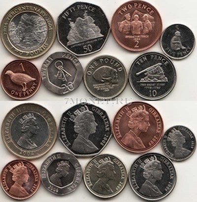 Гибралтар набор из 8-ми монет