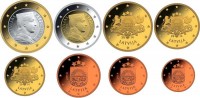 ЕВРО набор из 8-ми монет Латвия 2014 год