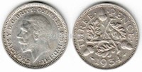 монета Великобритания 3 пенса 1934 год Георг V
