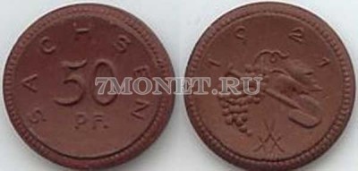 Германия нотгельд 50 пфеннигов 1921 год Саксония, керамика