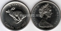 монета Канада 5 центов 1967 год 100 лет Конфедерации. Заяц