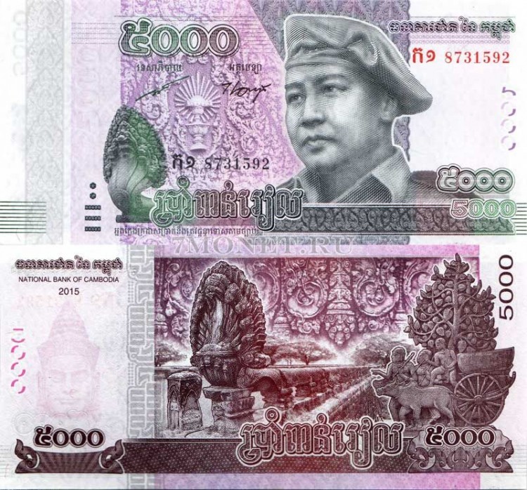 банкнота Камбоджа 5000 риелей 2015 (2017) год