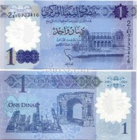 бона Ливия 1 динар 2019 год Триумфальная арка Марка Аврелия в Триполи, пластик