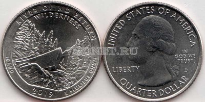 США 25 центов 2019D  Резерват Фрэнка Чёрча, 50-й