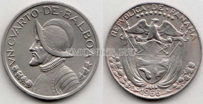 монета Панама 1/10 бальбоа 1966 год